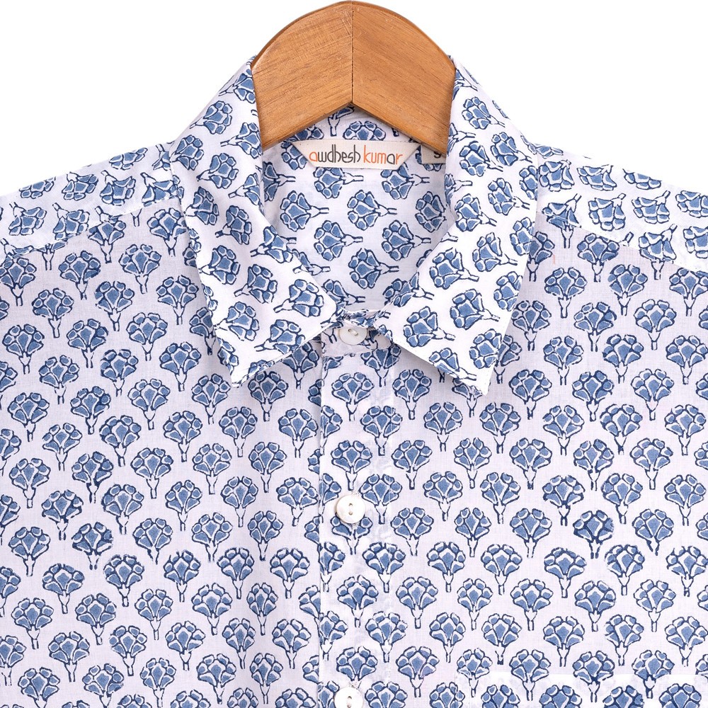 Short Sleeve Indian Hand Block Print Shirt Buti-Multi Design Shirts  100% Cotton Fabric