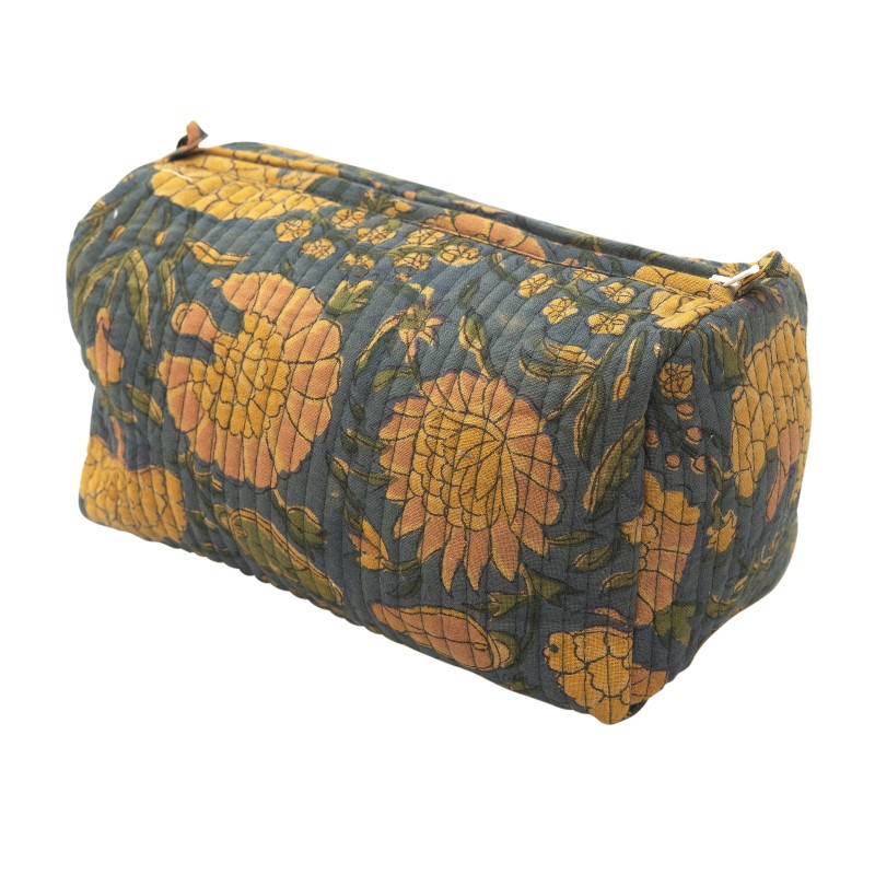 Indian Hand Block Print Cotton Quilted Makeup Bag/Wash bag Perfect for gifts, christmas present, travel